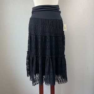 NWT Black Crocheted Midi Skirt Size Junior M
